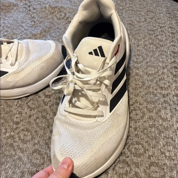 Adidas Men's White Athletic Shoes with Black and Red Accents - Picture 2 of 8